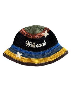 Women's Fashion Crochet Bucket Hat With Stars & Stripes  "Wellmade" Embroidery